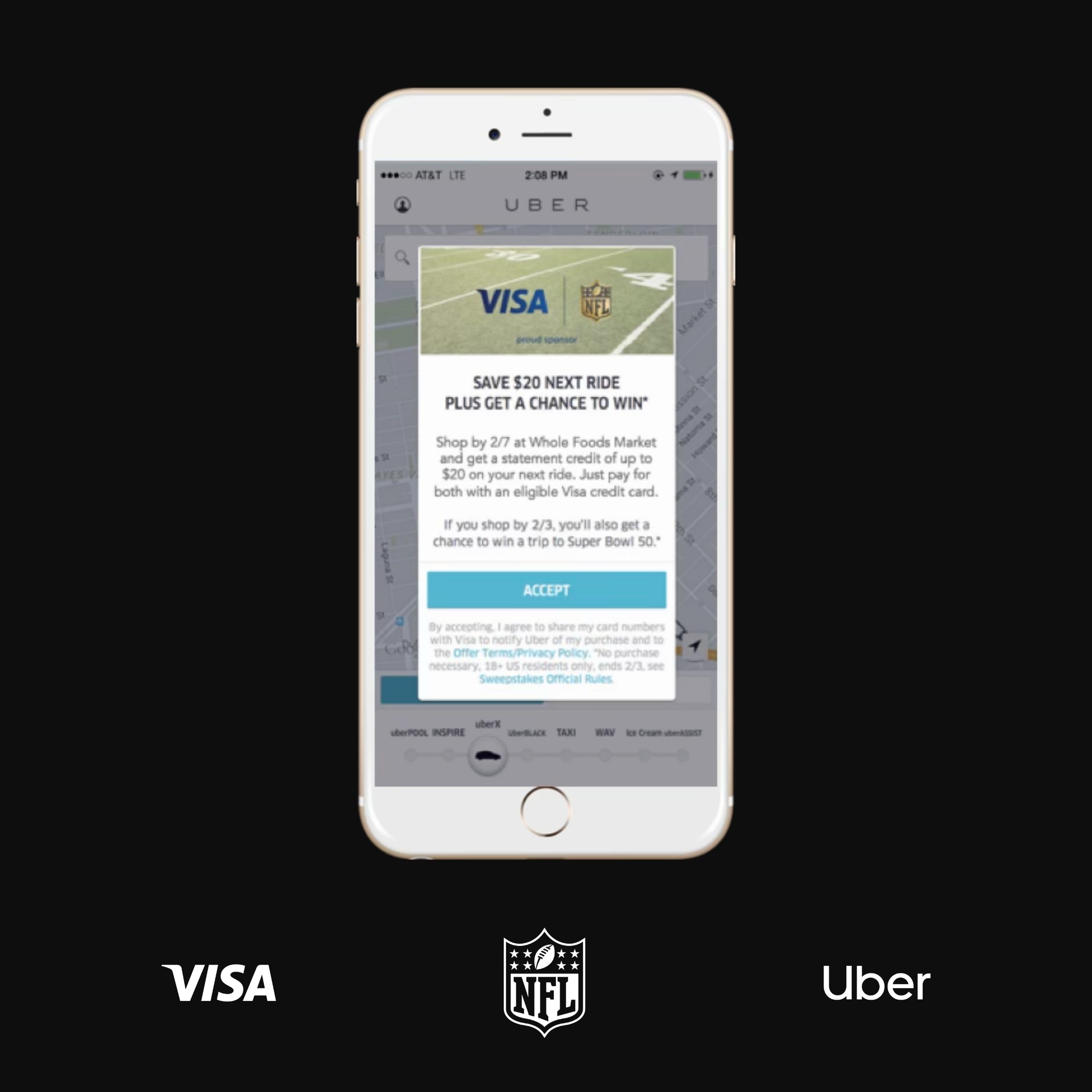 Visa × NFL × Uber — Super Bowl week activation